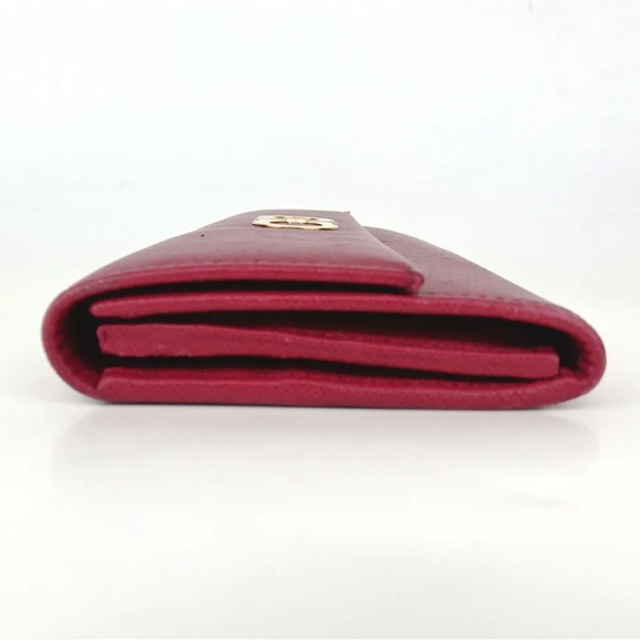 Authentic Salvatore Ferragamo Giancini Dark Pink/Red Leather Wallet Clutch - Picture 3 of 10